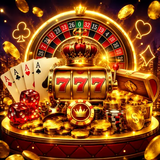 Tela de cassino online com slots e roleta ao vivo em tons escuros e dourados